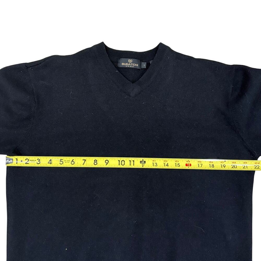 Bugatchi Uomo Men's Black Wool Silk Sweater Cashmere Crewneck Size Large Preppy - Picture 6 of 7